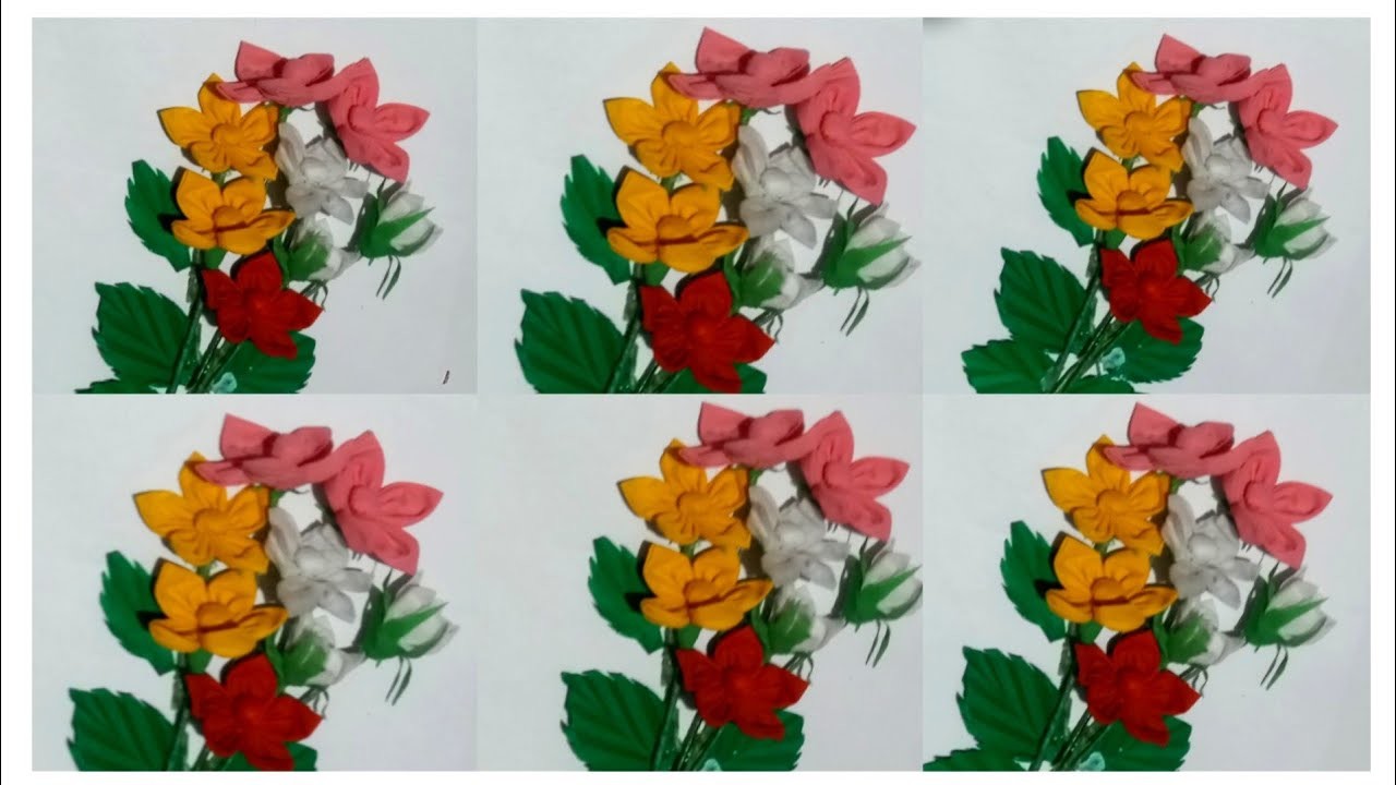 How to make flowers with polythene.DIY recycled plastic flowers.Shoping bag craft ideas