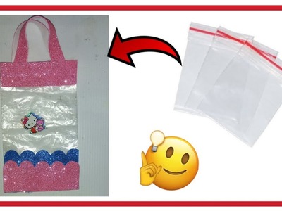 How to make Gift bag with plastic zip lock pouch | glitter sheet craft idea | DIY