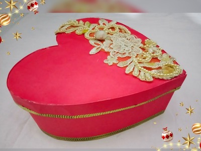 How To Make Heart Shaped Paper Gift Box || Valentine's day Gift Idea | Cardboard Craft Ideas