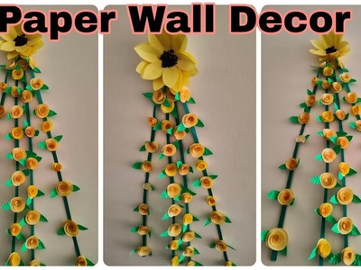 Paper Flower Wall Decor At Home||  Easy Wall Hanging Wall Decor At Home|| DIY Room Decor Idea ||