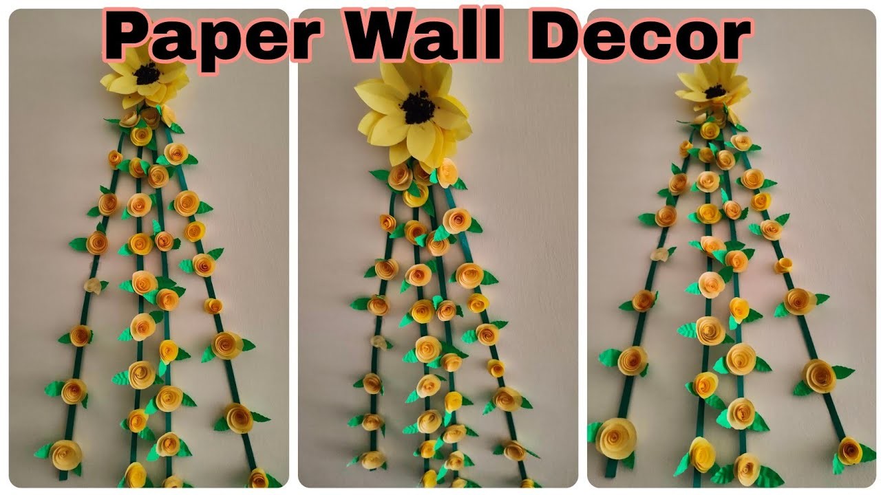 Paper Flower Wall Decor At Home||  Easy Wall Hanging Wall Decor At Home|| DIY Room Decor Idea ||