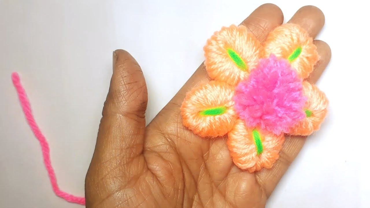 Super easy woolen flower making with fork -Hand embroidery amazing trick