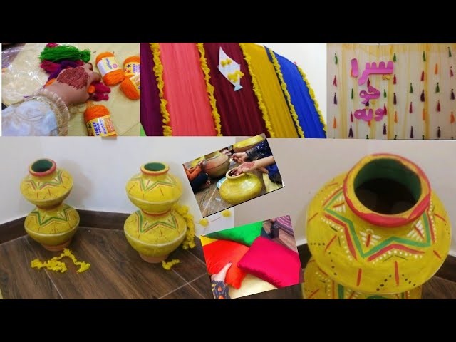 Vlog 100|ubtan decorations 2023 | haldi decorations ideas at home |wedding vlog| komal aziz