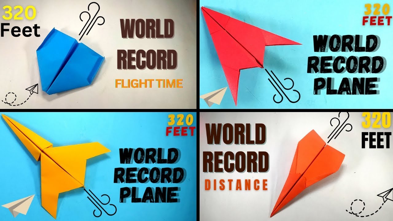 4 Easy Paper Planes | How To Make  WORLD RECORD PAPER AIRPLANE for Flight Time | Easy Paper Airplane