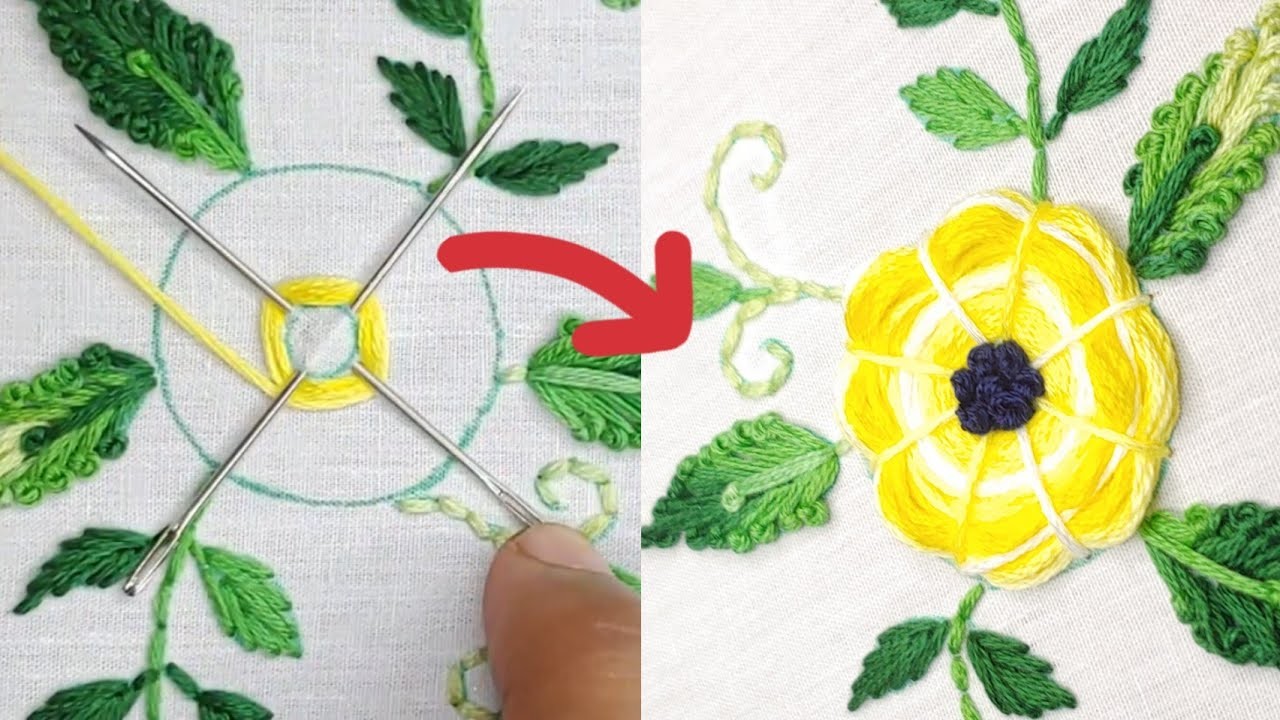 Amazing Flower Hand Embroidery Designs|Very Easy Bullion Knot stitch Flower Embroidery