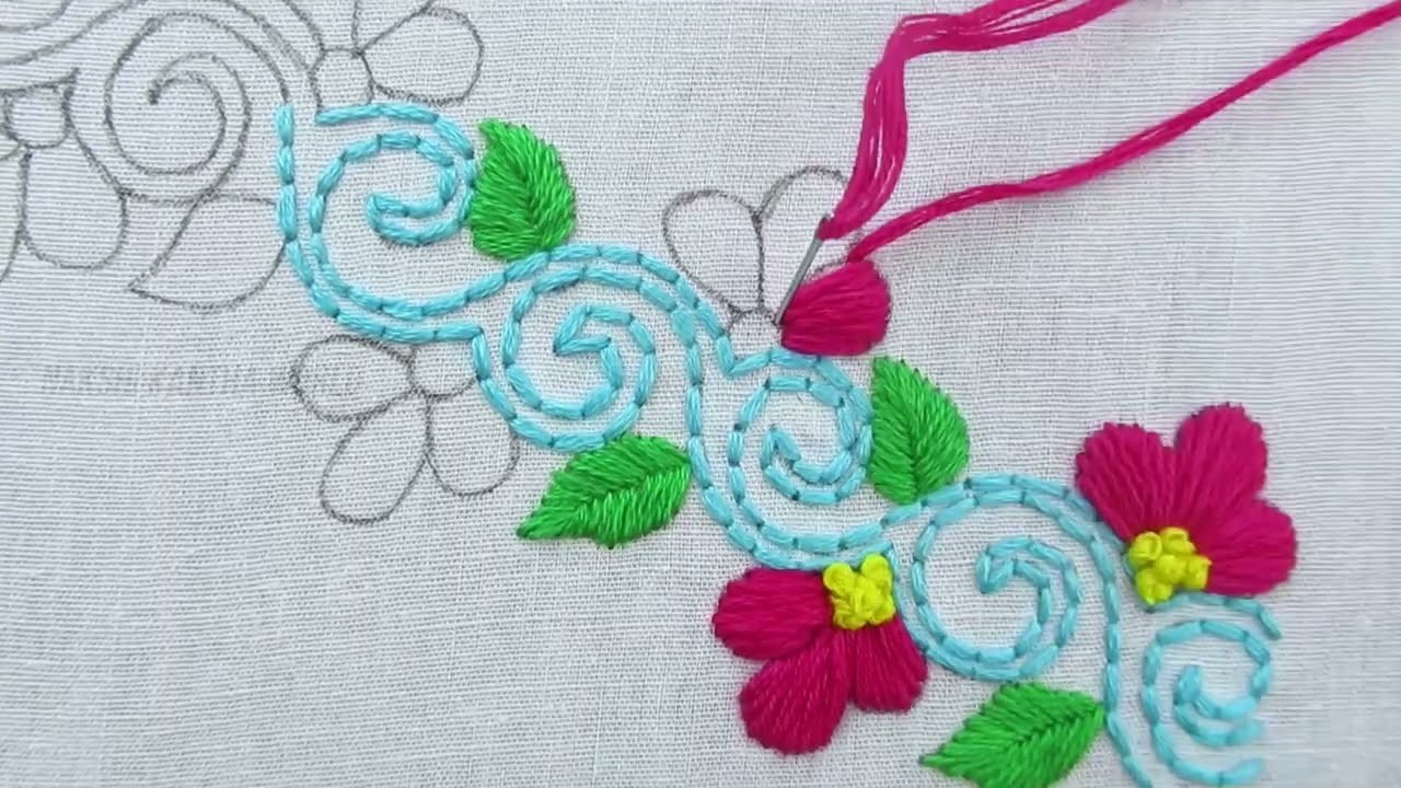 Amazing Hand Embroidery Border Line Design For Kurti