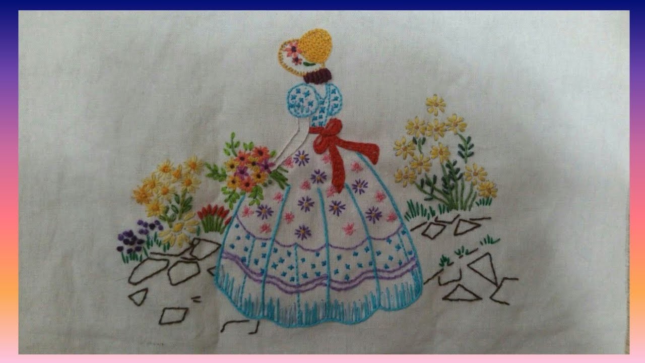 Amazing Hand Embroidery design. Beautiful Hand Embroidery Doll design stitch.???? girl embroidery