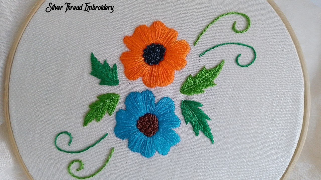Basic stitches hand embroidery - Easy Floral Embroidery tutorial for beginners ???? Free pattern