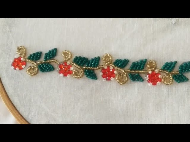 Bead embroidery. small border embroidery @blossomembroidery