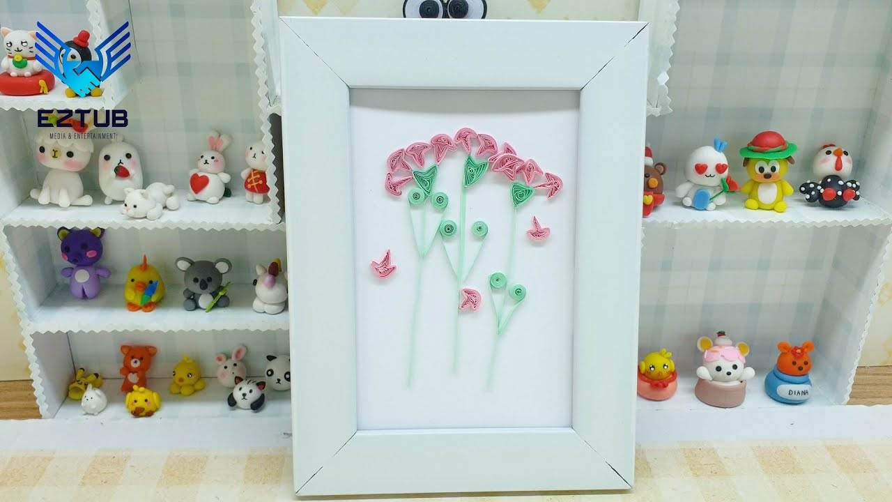 Create a Colorful Spring Scene with Quilling Paper. Make a Pink Dandelion from quilling.