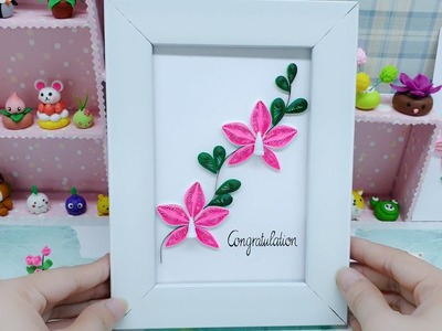 Decorate card with pink apricot petals  |  How to quilling spectacular simple