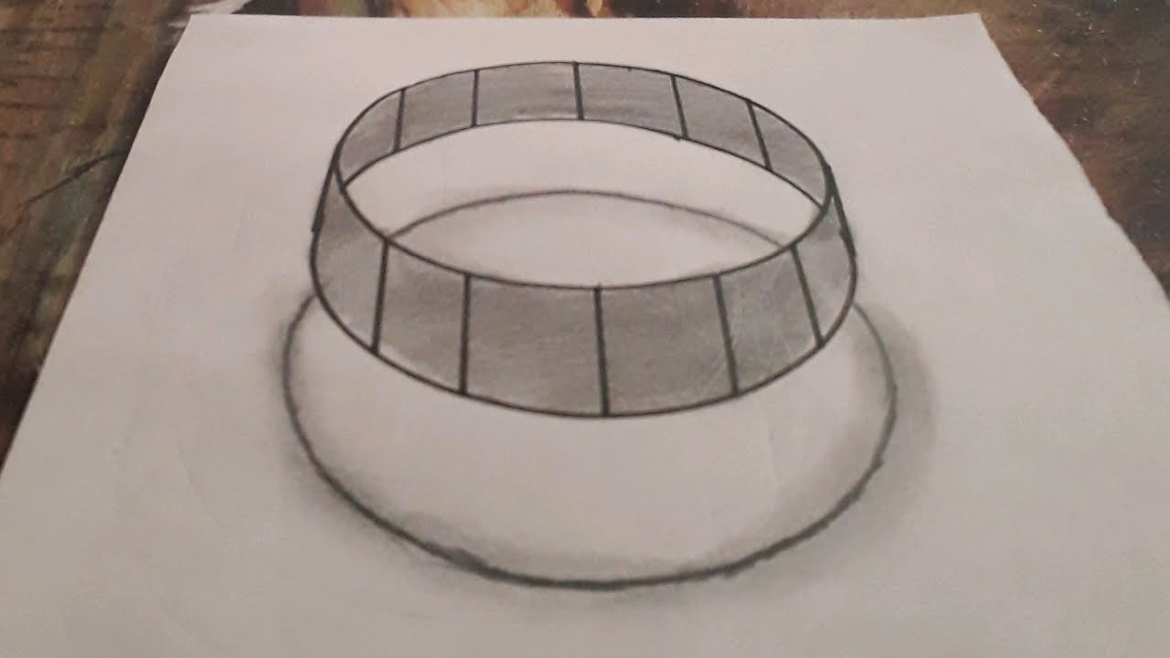 Easy 3d kids ring drawing on the paper painting