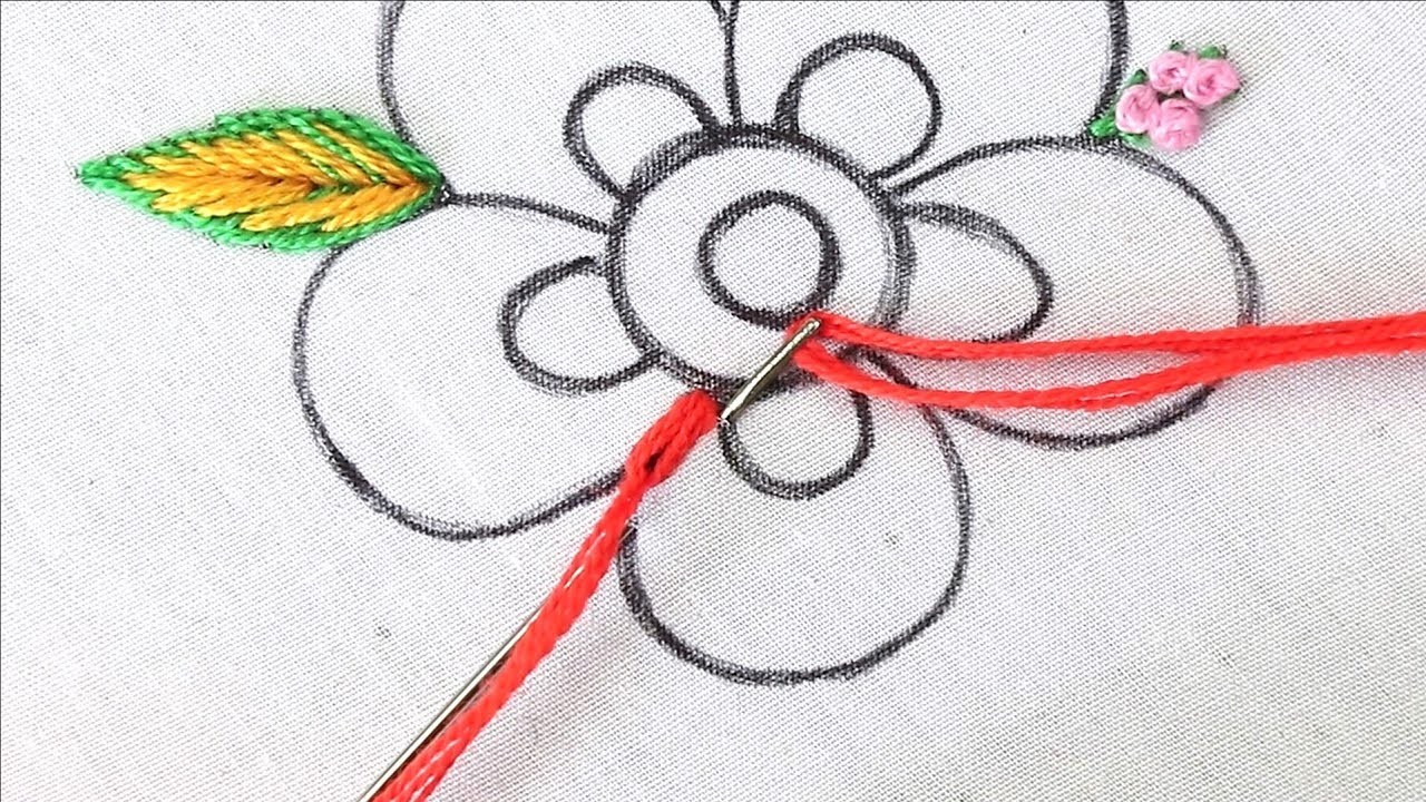 Eye-catching colorful Needle Point Art modern hand Embroidery Design made with Simple stitch designs