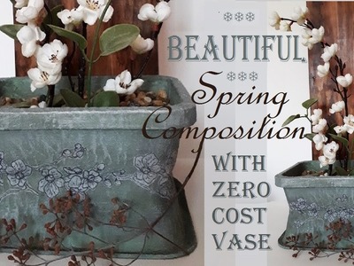 Faux Stone Vase at Zero Cost Springtime Composition