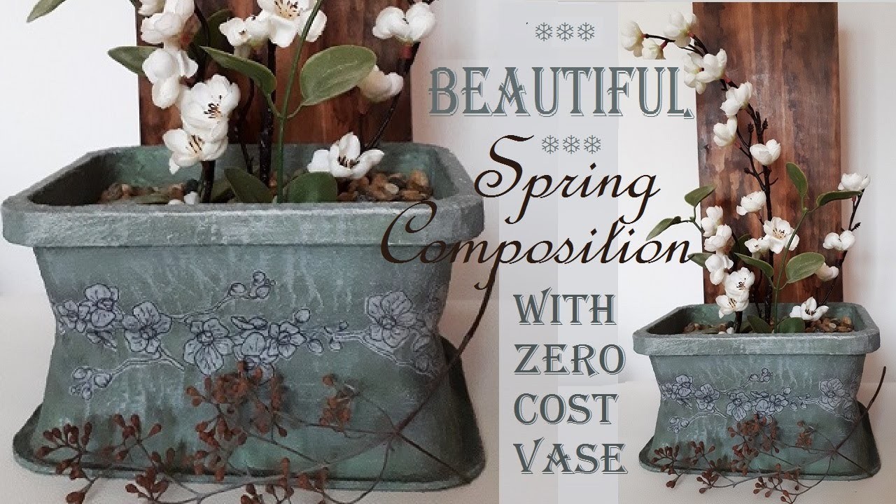 Faux Stone Vase at Zero Cost Springtime Composition