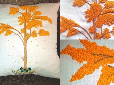 French knot Autumn tree hand embroidery