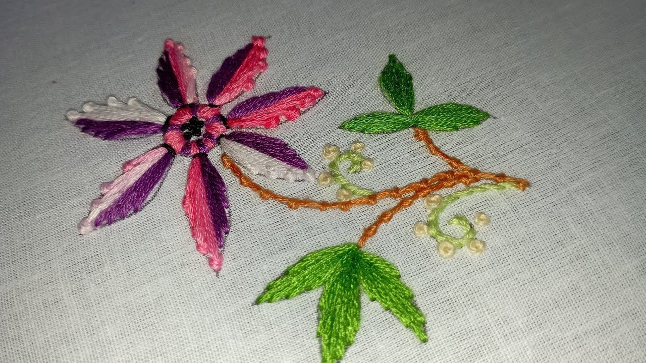 Hand Embroidery Beautiful flower Patel tutorial #handembroidery