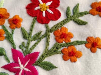 Hand embroidery | embroidery for pillow cover table cover | flower hand embroidery