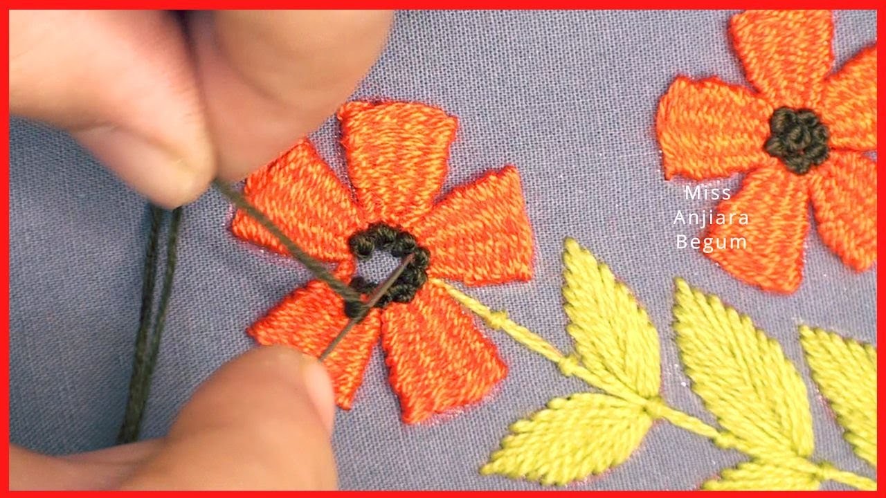 Hand Embroidery Kamal Kadai Stitch Flower For Beginners, Miss Anjiara Begum