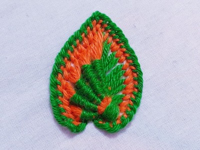 Hand embroidery. leaf embroidery.  fancy leaf embroidery. bordado de hojas de fantasía