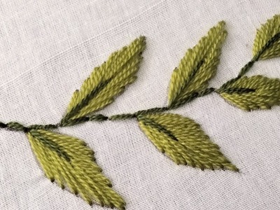 Hand embroidery leaf tutorial.embroidery stitch. easy leaf design.@rafacrafted