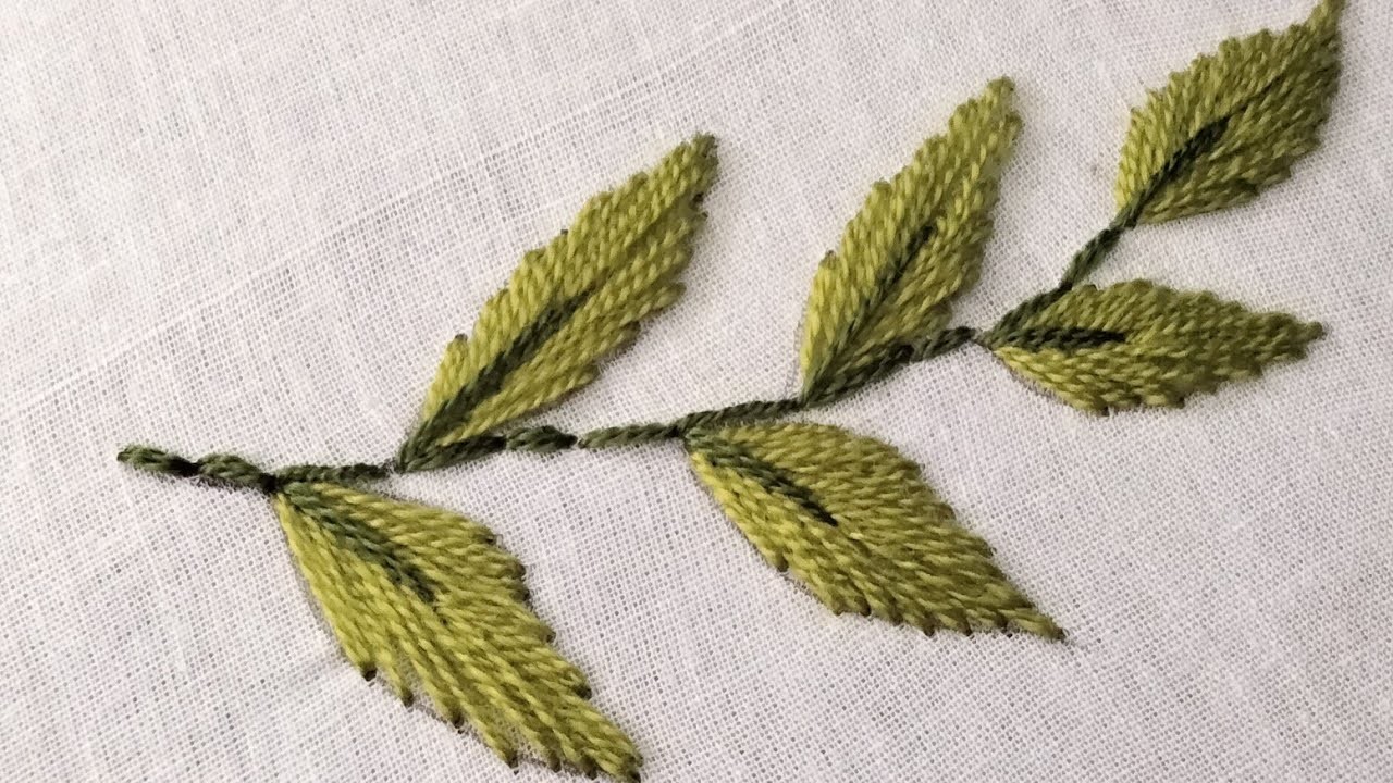 Hand embroidery leaf tutorial.embroidery stitch. easy leaf design.@rafacrafted