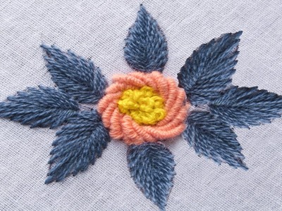 Hand embroidery super easy bullion stitch based elegant floral design with easy tutorial