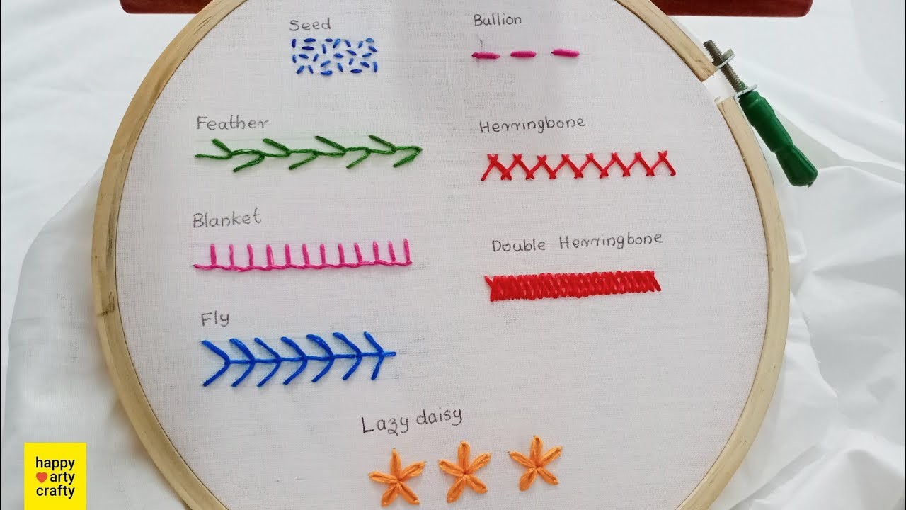 Hand embroidery tutorial for beginners | happy arty crafty