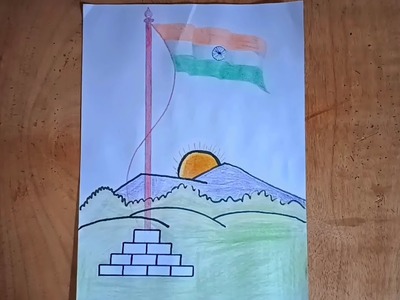 How to draw indian flag !! Pencil Drawing. happy republic day. art on paper 3d Drawing.