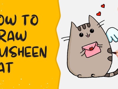 How to draw pusheen cat  valentines day - Andy Art Hub