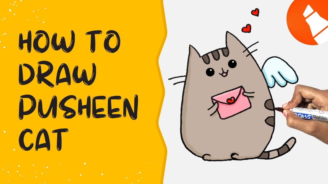 How to draw pusheen cat  valentines day - Andy Art Hub
