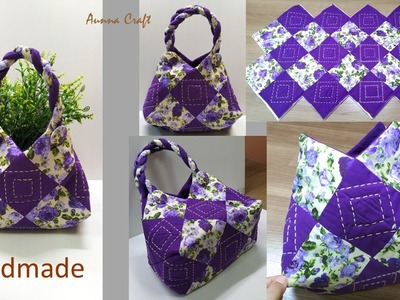 How to make daily use handbag Tote bag Quilt by hand Carambola bottom bag Handmade Embroidery