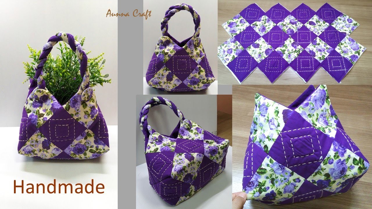 How to make daily use handbag Tote bag Quilt by hand Carambola bottom bag Handmade Embroidery