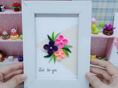 How to make quilling card just for you | Decorate quilling card with 3 flowers