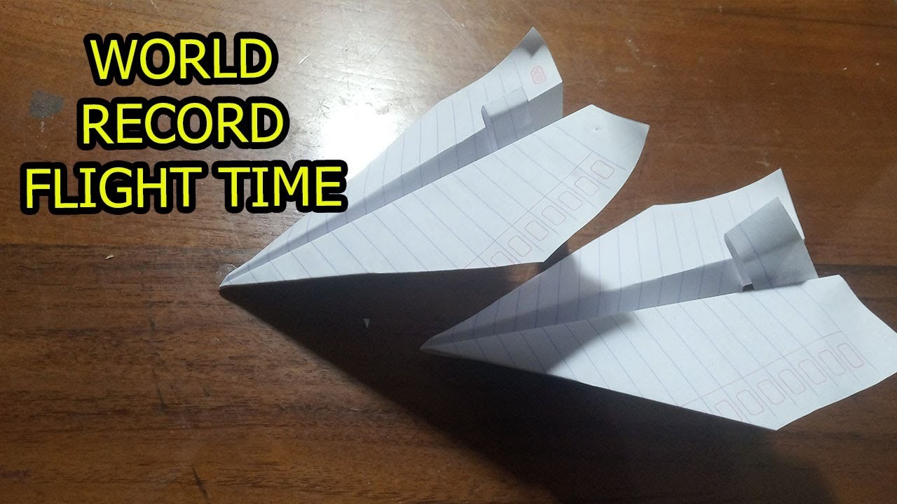 How To Make The WORLD RECORD PAPER AIRPLANE for Flight Time #2