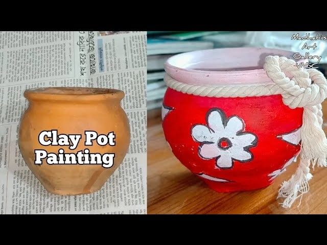 How to paint Clay Pots || Painting earthen pots || Amazing design idea to paint clay pots ||