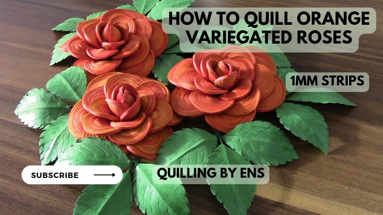 How to quill orange variegated Roses #filigree #basteln #paperflower #quilling #diydecor #paperrose
