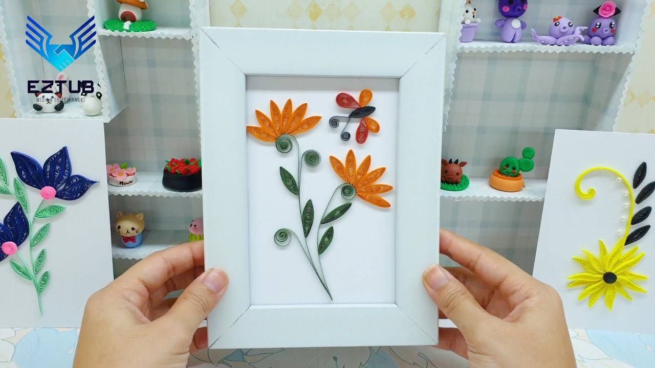 Make quilling orange flowers and butterflies | Quilling for beginners