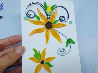 Making thin-winged sunflowers from quilling | DIY quilling cards
