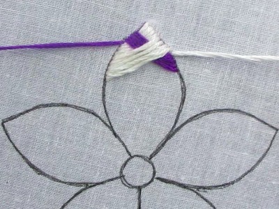 Modern Hand Embroidery Super Creative dual Color Fancy Flower Design Tutorial
