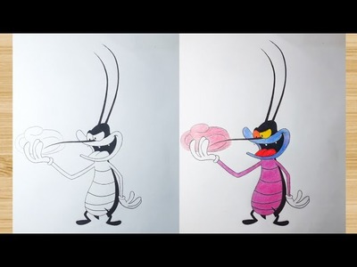 Oggy and the Cockroaches | How to Draw Cockroaches Easy Step by Step | Color Pencil Drawing