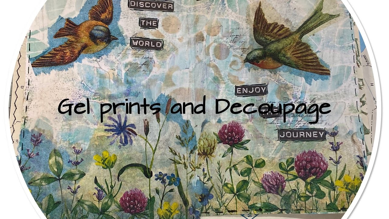 Pt 5 : Gel prints and napkin decoupage in my Art.Happy place Junk journal Process video