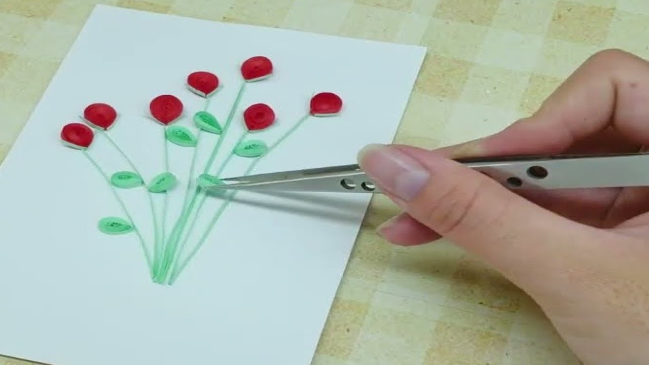 Quilling Craft for Flower Lovers: Crafting a Quilled Bunch of Roses in Different Stages of Blooming