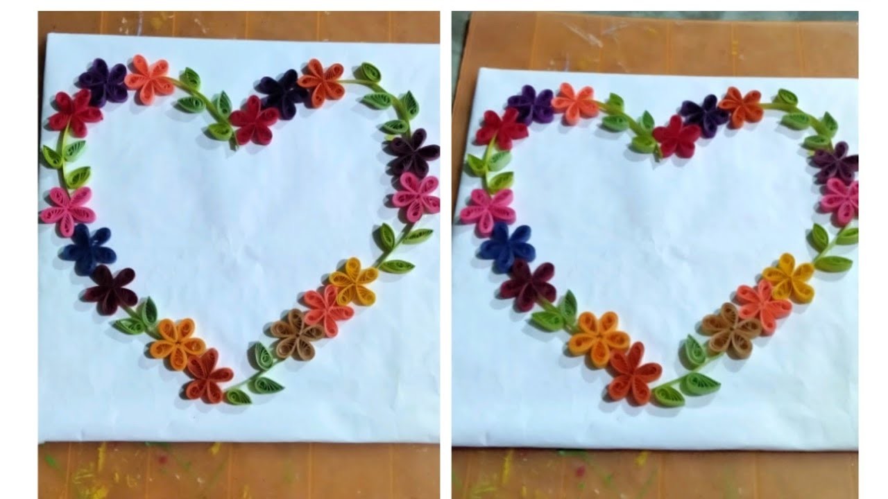 Quilling Heart Shape Wall Hanging. Quilling Art For Beginners. Simple Wall Hanging Making