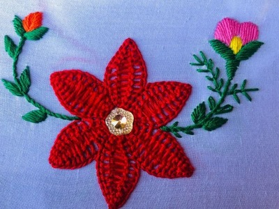 Red flower embroidery| Hand embroidery |Floral embroidery #embroidery