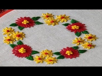 Round Floral Embroidery,Hand Embroidery For Table cloth,Circle Design stitch