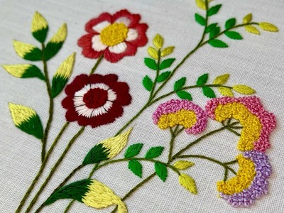 STAMPED EMBROIDERY KIT EMBROIDERY CLOTH WITH FLORAL PATTERN || HAND EMBROIDERY FOR BEGINNERS.