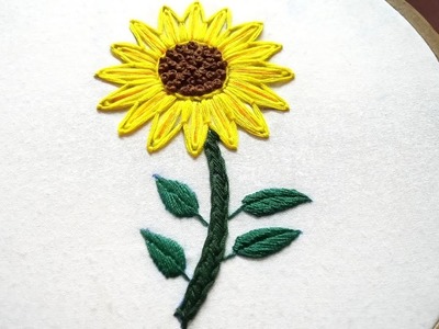 Sunflower embroidery tutorial, Easy hand embroidery design