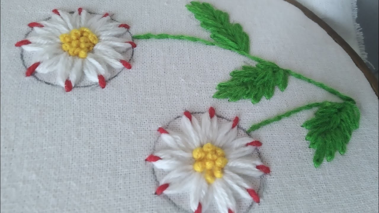 Super Lazy daisy stitch| beautiful hand embroidery| easy and very simple flowers designs
