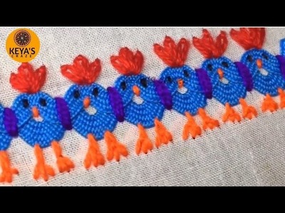 Tutorial-1022. Ricrac lace hand embroidery tutorial.@KeyasCraze.Borderline hand embroidery
